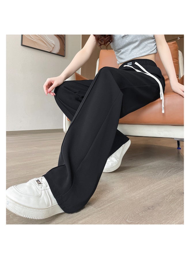 TonLion 2025 Summer New Wide-leg Pants Women's Suit Pants Lightweight Flowy Drawstring Loose Casual Trousers - Image 3