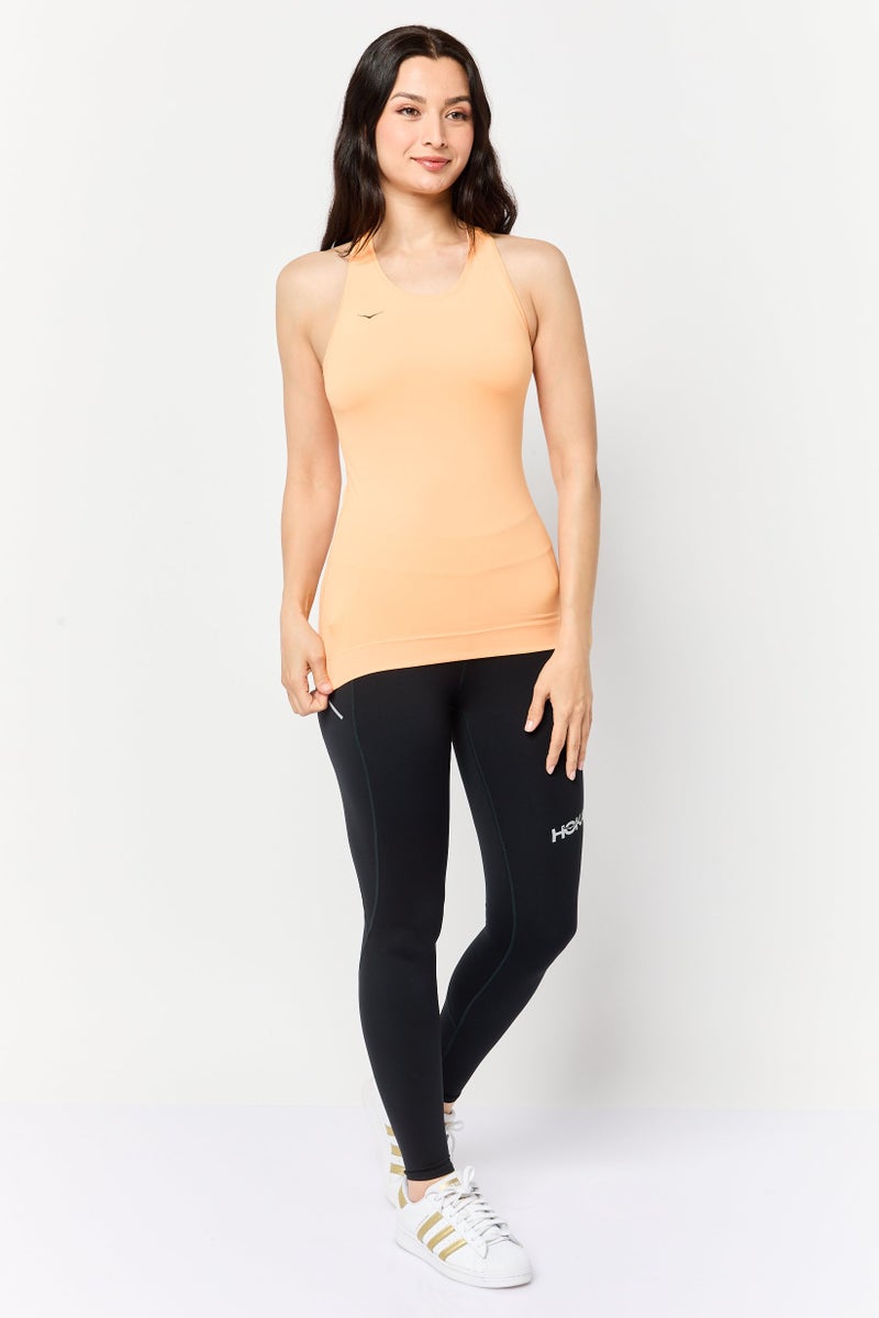 Hoka تي شيرت تدريب بلا أكمام للنساء، برتقالي - Image 3