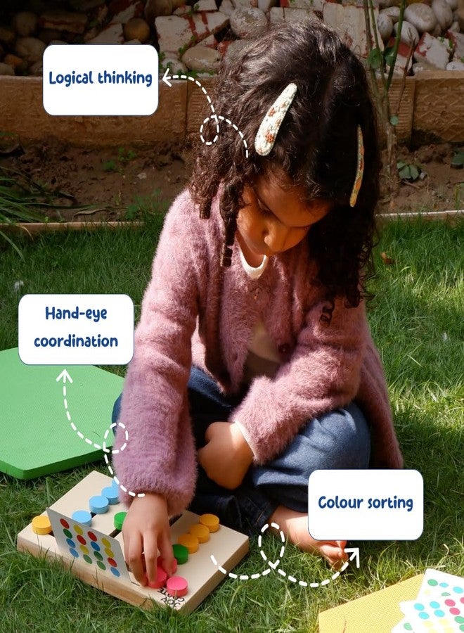 JoyCrate Sort-a-Dot | Montessori Color Pattern Matching Game | Wooden Colour and Pattern Matching Montessori Puzzle Game for Toddlers Brain Development | Puzzle for 3 Year Old Toddlers - Image 3