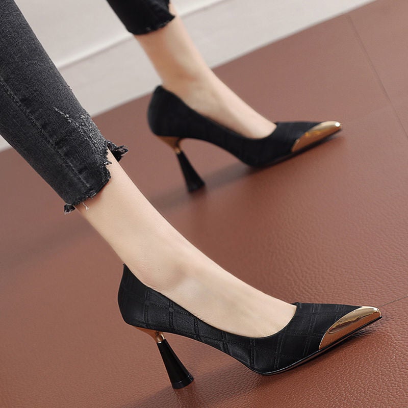 Spring Arrival All-Match French Girl Pointed Stiletto Heel High Heels Elegant Thick Heel Shoes Work Shoes - Image 2