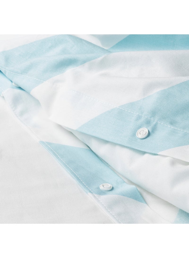 IKEA FRAKTA Duvet cover and 2 pillowcases - light blue/white/stripe - 240x220/50x80 cm - Image 2