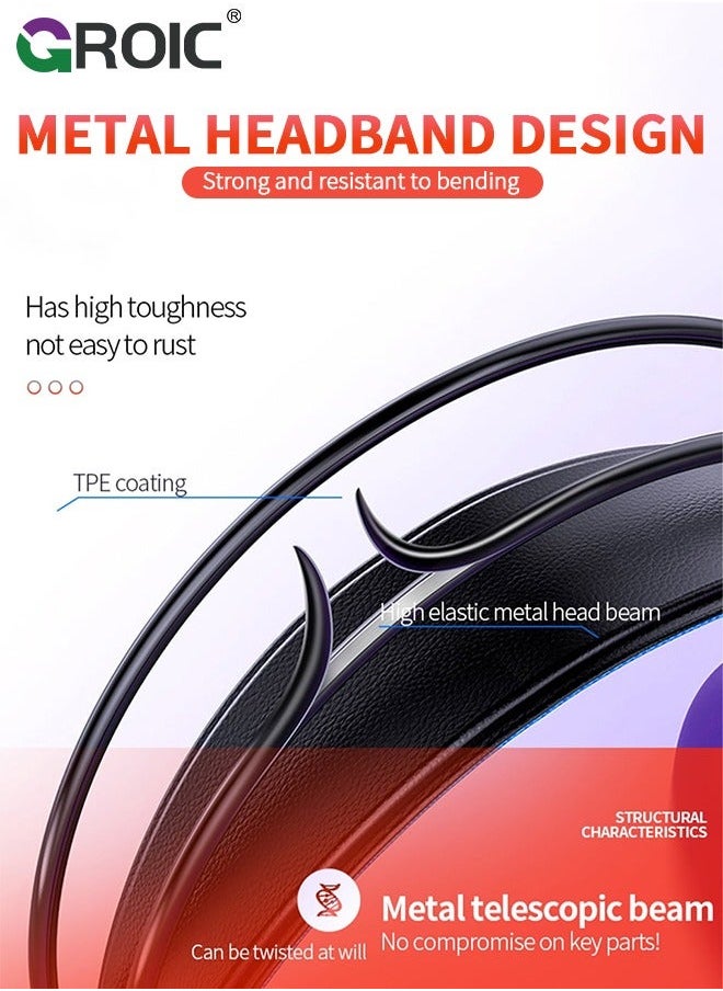 GROIC - Black Wired Gaming Headset Headphones Portable Rotating Microphone 20-20KHz Net Bar Listening Music Game Head-mounted Earphone with Sound Card - Image 1