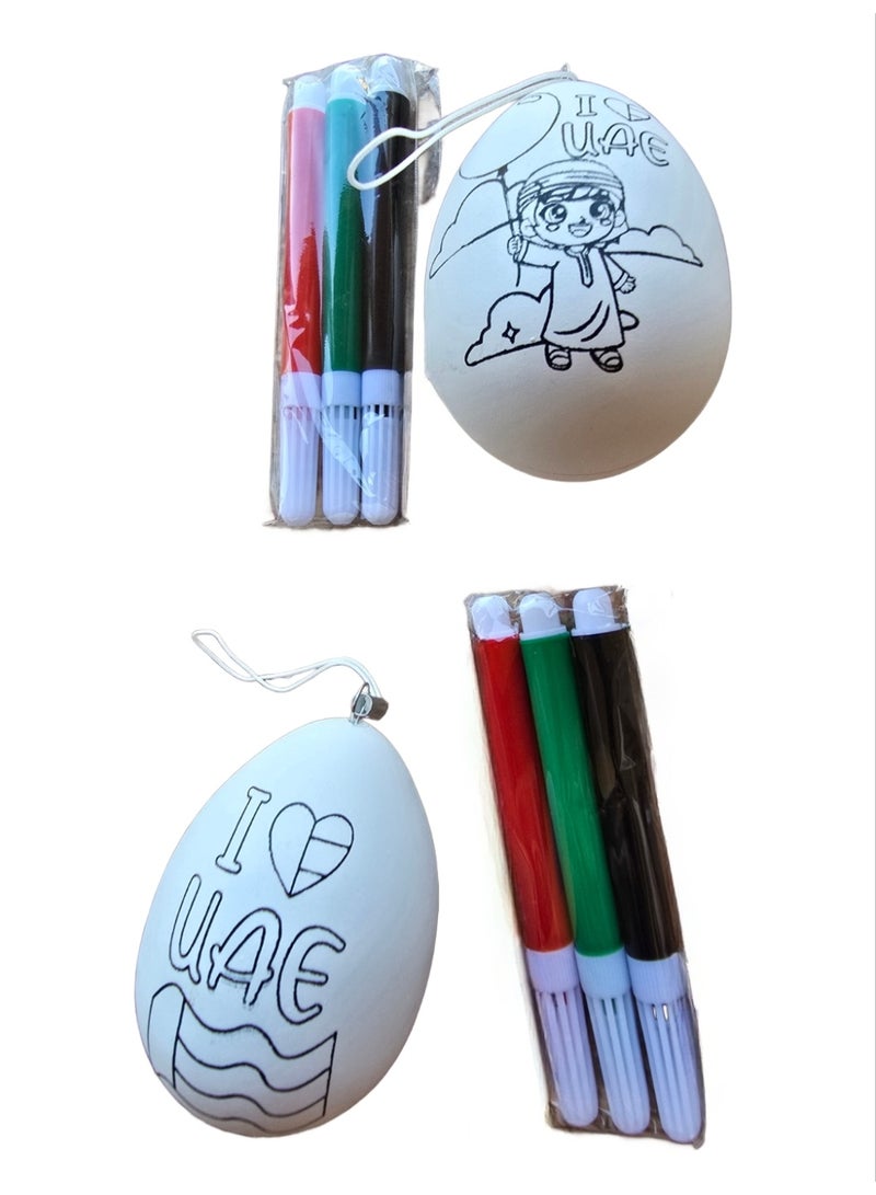 UAE Flag Color Face Paints Red Green and Black & Plastic Egg for Boys - Image 1