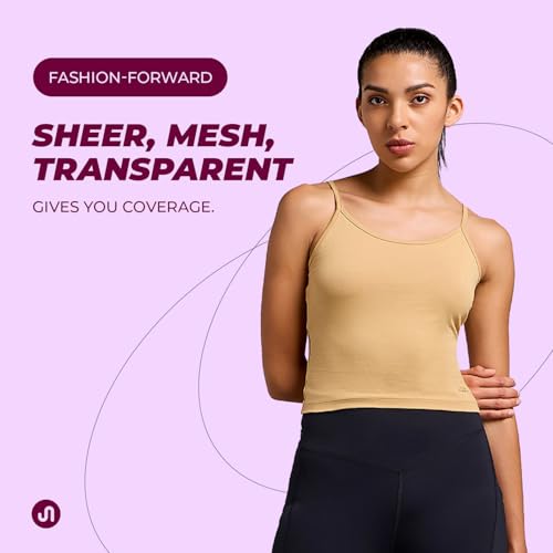 Bodyband Cotton Spaghetti Camisole for Women - Stretchable Slips With Adjustable Strap, Regular Fit Inner Cami Tops - L Beige - Image 4