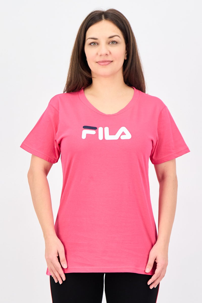 FILA Women Sportswear Fit Short Sleeve Outdoor T-Shirt, Pink - Image 1