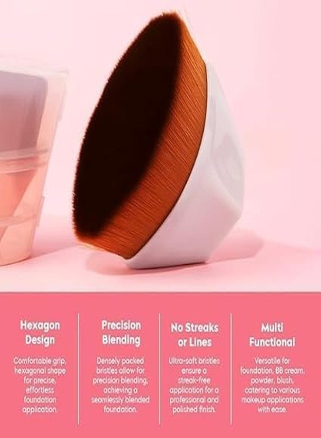 VIHANCO Professional Hexagon Foundation Makeup Brush with Protective Case, Pink and Brown, Flat Top Kabuki Design - Image 4