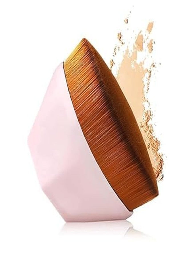 VIHANCO Professional Hexagon Foundation Makeup Brush with Protective Case, Pink and Brown, Flat Top Kabuki Design - Image 1