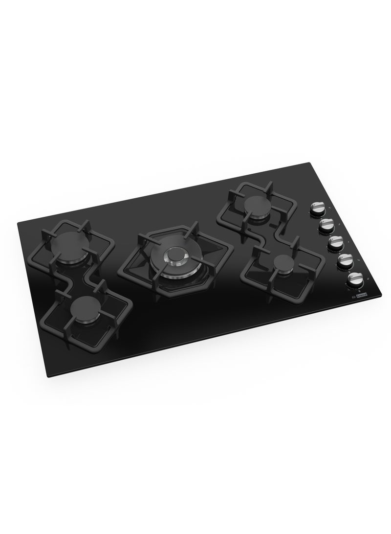 GL General General GL Built In Black Steel 5 Burner Cooker, 87x52cm, Total Safety, Auto ignition,  Cast iron pan support, Easy to Clean High Quality Material, Side Keys  - Image 2