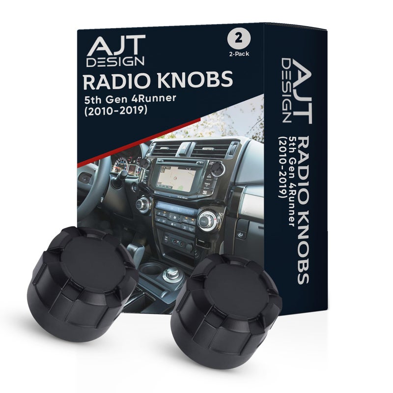 AJT DESIGN Radio Knobs Compatible with Toyota 4Runner 5th Gen 20102019 Matte Black Car Radio Knobs 2 Plastic Stereo Replacement knob Easy Installation Made in USA