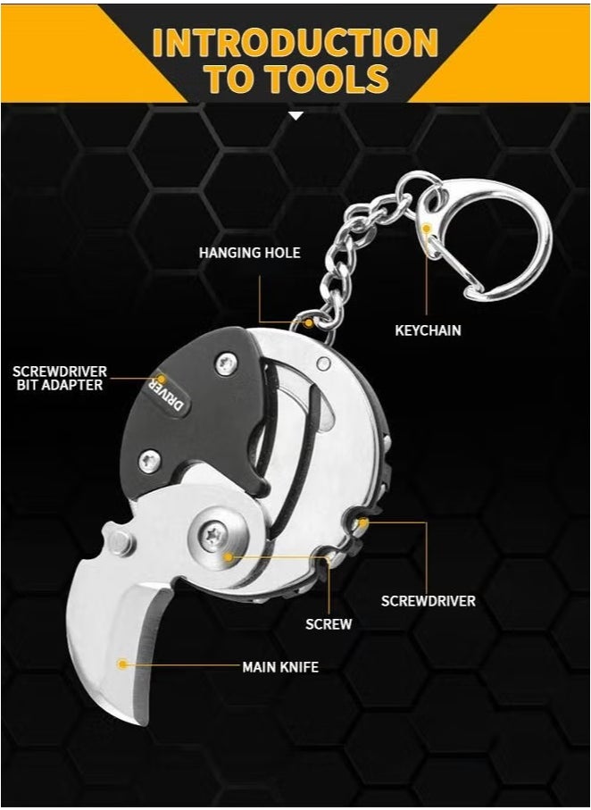 Generic - Creativity Multifunction Keychain tools, Foldable Coin Screwdriver, Convenient Folding tools Outdoor Escape Mini Tools with Multifunction Screwdriver - Image 1
