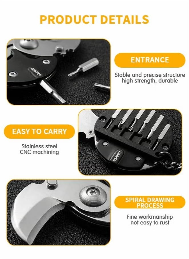 Generic - Creativity Multifunction Keychain tools, Foldable Coin Screwdriver, Convenient Folding tools Outdoor Escape Mini Tools with Multifunction Screwdriver - Image 1