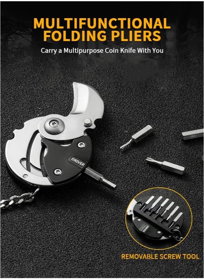Generic - Creativity Multifunction Keychain tools, Foldable Coin Screwdriver, Convenient Folding tools Outdoor Escape Mini Tools with Multifunction Screwdriver - Image 1