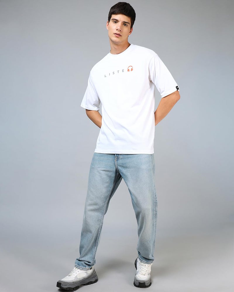 Bewakoof Men's Typography 100% Cotton T-Shirt - Oversized Fit, Round Neck, Half Sleeves White - Image 5