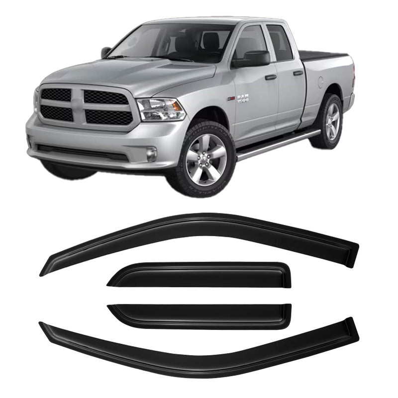 Window Rain Guards Visors for 20092018 Dodge Ram 1500 Quad Cab OutChannel Window Vent Wind Shades Deflectors for 0918 Ram 1500 Extended Cab