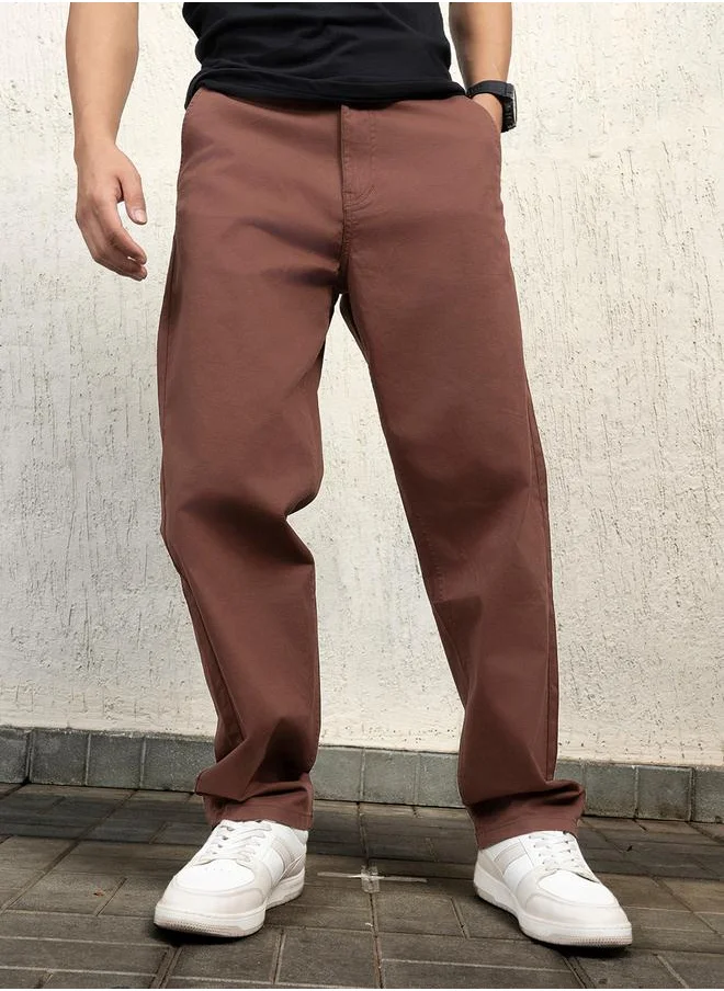 Hubberholme Mid Rise Relaxed Fit Pants with Pockets by Styli