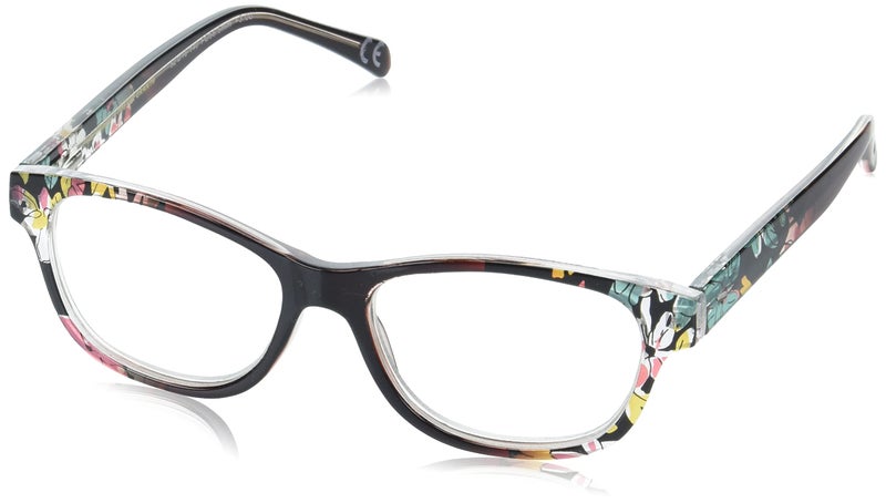 Sofia Vergara x Foster Grant Womens Linda Square Reading Glasses Crystal Berry Gradient Fade to Floral Print at Endpieces 52 mm 175