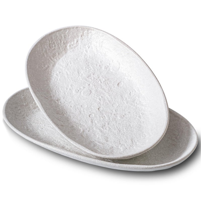 CAIGMO Serving Platter 12 Inches, Ceramic Oval Dinner Plate Set of 2, Serving Dishes for Entertaining, Dishwasher & Oven Safe Kitchen Dinnerware for Salad, Chicken, Pasta, Fish, Beef, White - Image 1