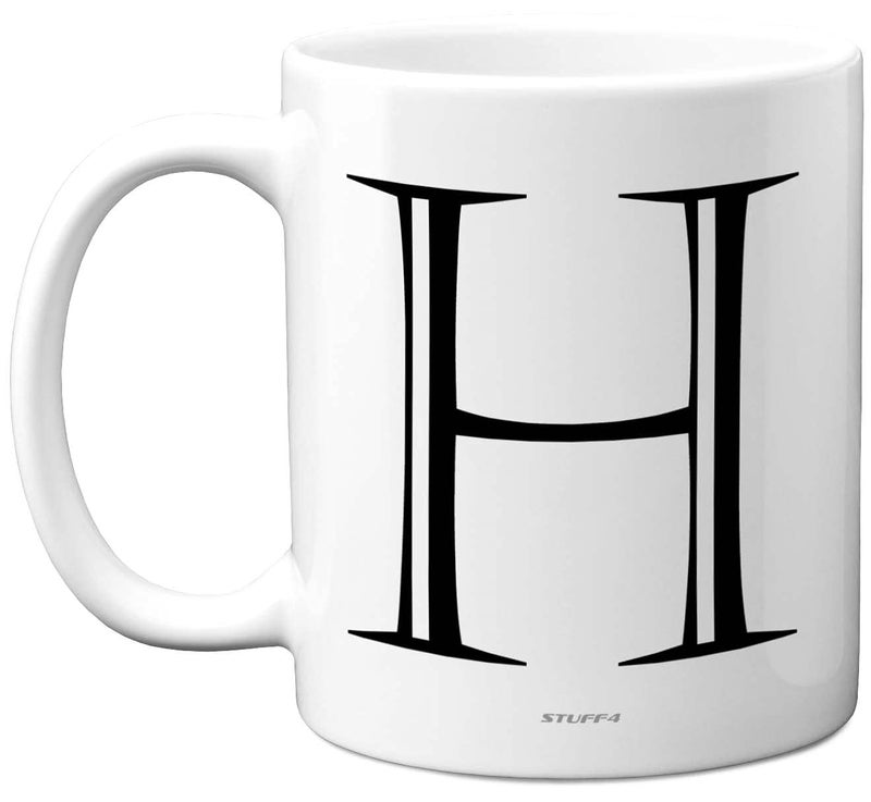 Stuff4 Personalised Alphabet Initial Mug  Letter H Mug Gifts for Him Her Fathers Day Mothers Day Birthday Gift 11oz Ceramic Dishwasher Safe Anniversary Valentines Christmas Retirement