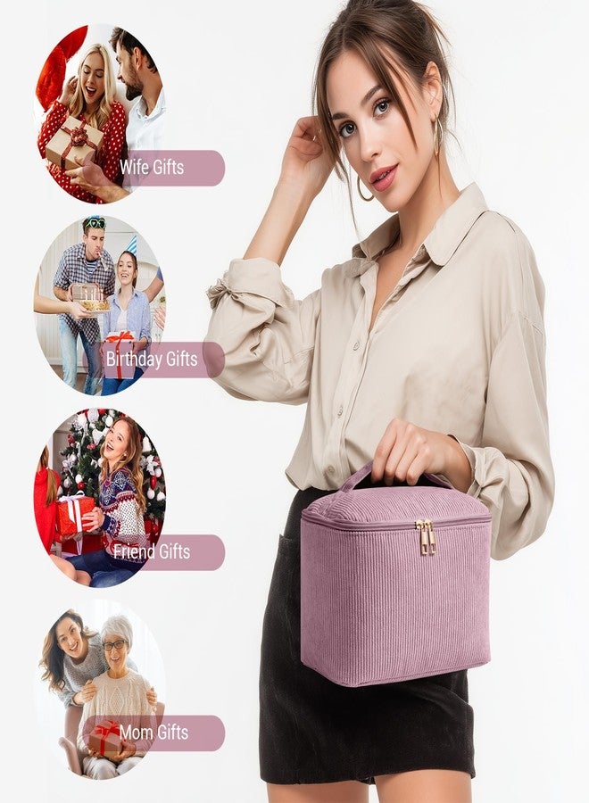 MAGEFY Makeup Bag Cosmetic Bag Large Capacity with Handle Make Up Bags with Mesh Pocket, Travel Makeup Bag for Women,Pink - Image 5