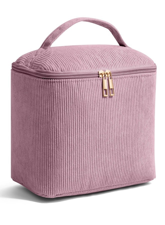 MAGEFY Makeup Bag Cosmetic Bag Large Capacity with Handle Make Up Bags with Mesh Pocket, Travel Makeup Bag for Women,Pink - Image 1