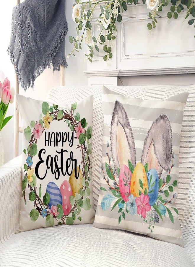 4TH Emotion Gray Easter Pillow Covers 18x18 Set of 4, He is Risen Bunny Floral Eggs Farmhouse Decorations Spring Holiday Decor Throw Cushion Case for Home Couch TH211 - Image 3