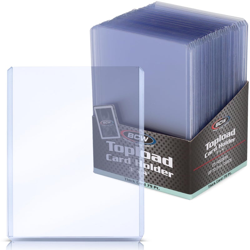 BCW 79 PT Thick Card Topload Holder Pack of 25 Durable Rigid PVC Toploader Toploaders for Memorabilia Jersey Patch and Relic Cards Ideal for Collectors and Hobbyists - Image 2