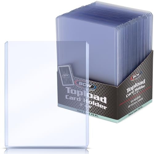 BCW 79 PT Thick Card Topload Holder Pack of 25 Durable Rigid PVC Toploader Toploaders for Memorabilia Jersey Patch and Relic Cards Ideal for Collectors and Hobbyists - Image 1