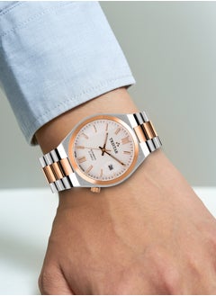 Tristar NJ Series Men's Automatic Watch White Index Dial 2 Tone Rose Bracelet Wrist Watch for Men  - Image 4