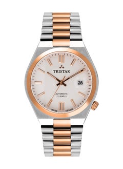 Tristar NJ Series Men's Automatic Watch White Index Dial 2 Tone Rose Bracelet Wrist Watch for Men  - Image 1