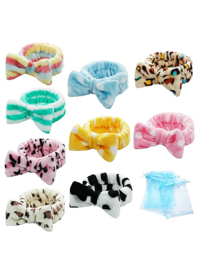TDHDIKE TDHDIKE Spa Headband Bow Facial Makeup Headband(9 Pcs),Soft Headband for Shower Washing Face, Extra Add 5 Gift Bags, Nice Gifts for Women Girls.  - Image 1