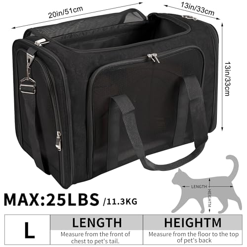 LEHNI Soft-Sided Cat/Dog/Pet Carrier, Collapsible Pets Travel Carriers for Big Cats/Small Dogs with Shoulder Strap & Removable Mat, Mesh Puppy Carry Bag, Up to 25 Lbs(Black) - Image 3