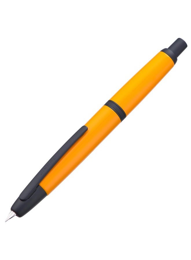 Wikult Jinhao 10 Press Fountain Pen with Box, Orange Retractable Extra Fine Nib with Ink Converter Set (Black Clip) - Image 2