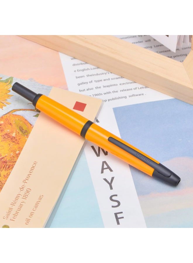 Wikult Jinhao 10 Press Fountain Pen with Box, Orange Retractable Extra Fine Nib with Ink Converter Set (Black Clip) - Image 3