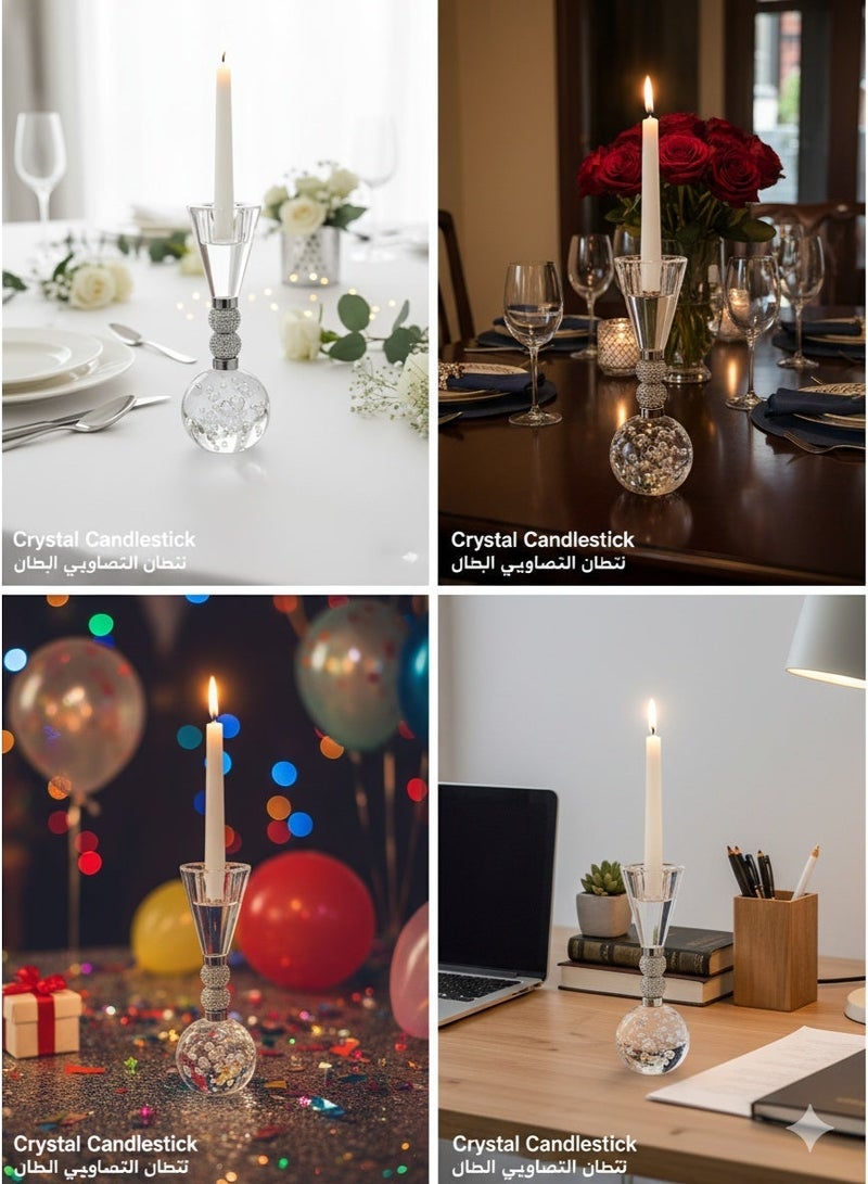 Luxury Crystal Candle Holder,Crystal Glass Bubble Base Candlestick Holder, For Home Dining Table Decoration,Room Decor,Gifts Birthday Graduation - Image 3