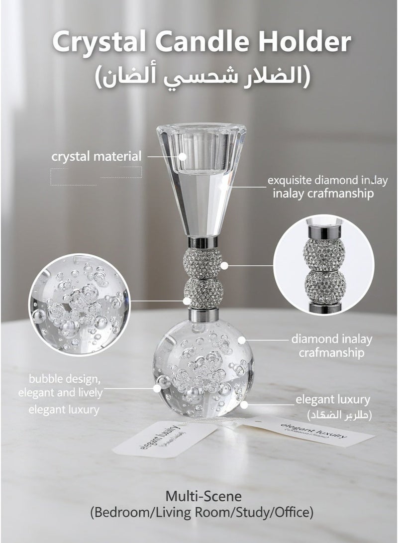 Luxury Crystal Candle Holder,Crystal Glass Bubble Base Candlestick Holder, For Home Dining Table Decoration,Room Decor,Gifts Birthday Graduation - Image 1
