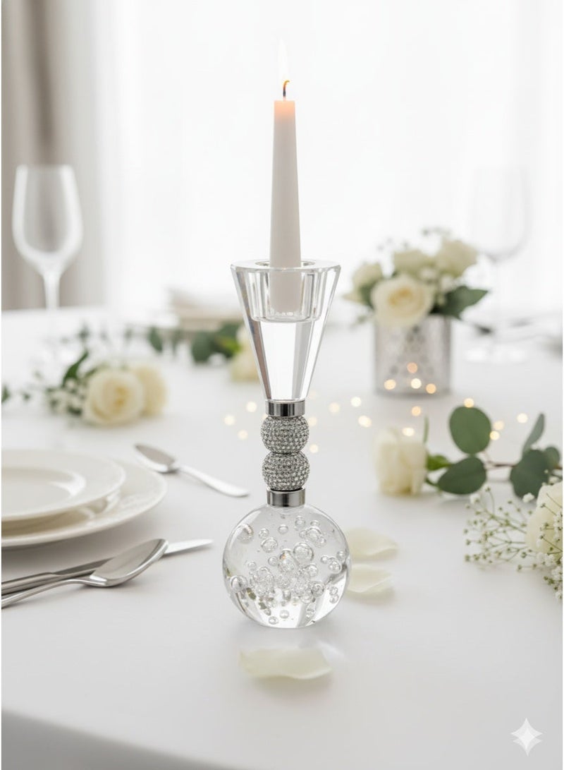 Luxury Crystal Candle Holder,Crystal Glass Bubble Base Candlestick Holder, For Home Dining Table Decoration,Room Decor,Gifts Birthday Graduation - Image 2