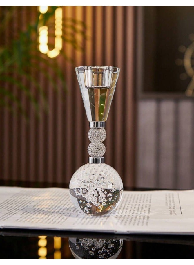 Luxury Crystal Candle Holder,Crystal Glass Bubble Base Candlestick Holder, For Home Dining Table Decoration,Room Decor,Gifts Birthday Graduation - Image 5