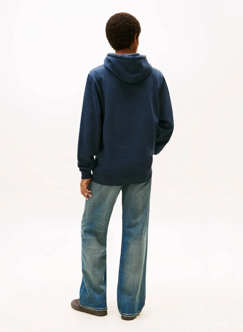 TOMMY JEANS Dark Night Navy Htr Tommy Badge Terry Drawstring Hoody for Men | Best Price UAE
