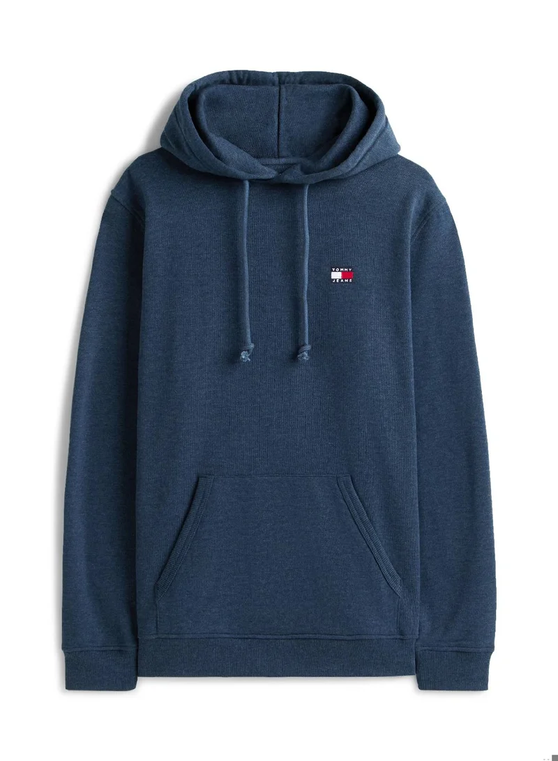 TOMMY JEANS Dark Night Navy Htr Tommy Badge Terry Drawstring Hoody for Men | Best Price UAE