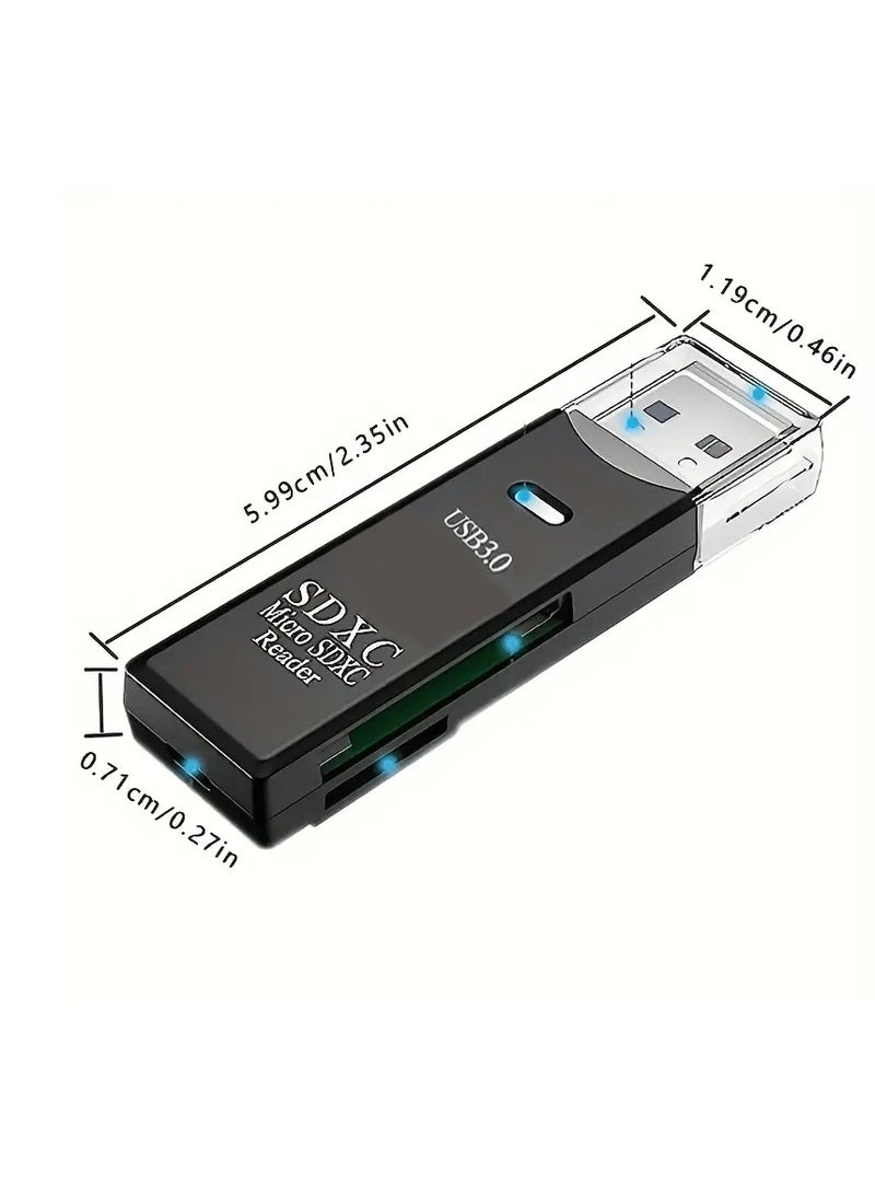 USB3.0 SD/TF Card Reader, USB 3.0 5Gbps High Speed ​​​​Dual Slot OTG Memory Card Adapter for TF/Micro SD/SD/SDXC/Micro SDXC/Micro SDHC/Camera Memory Card, Compatible with MacBook Pro (Black)  - Image 2