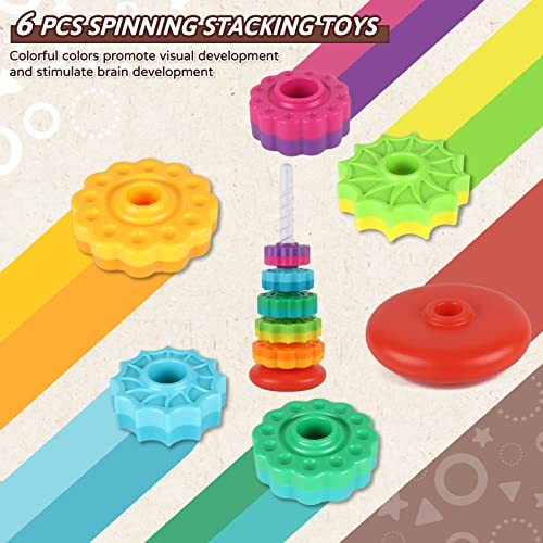JUXUE Baby Spinning Stacking Toys for Toddlers 13 Rainbow Ring Stacker Montessori Toys for Babies 612 Months 1 2 3 One Year Old Girl Boy Christmas Birthday Gifts Autism Sensory Learning Toy - Image 5