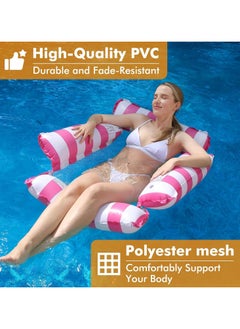 AUTOYSUR Inflatable Pool Float Chair Lounge for Adults and Kids Floating,Stripe Pattern Float Hammock for Pool Party Summer Water Fun Pink  - Image 2