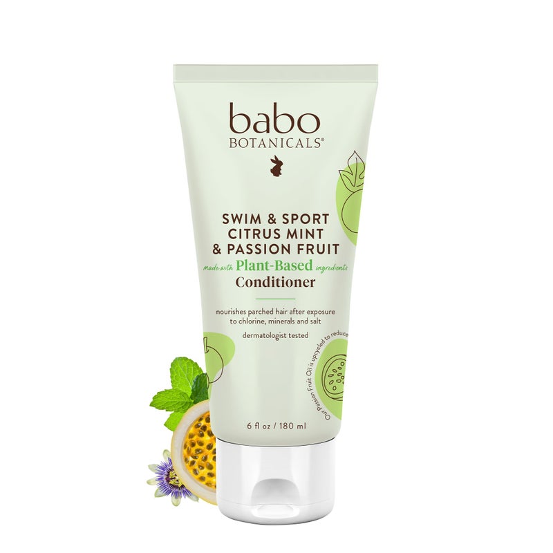 Babo Botanicals Swim & Sport Citrus Mint & Passion Fruit Conditioner - Purifying & replenishing- Shea Butter & Green Tea - For all ages - Scented with Citrus and Peppermint Essential Oils - Image 1