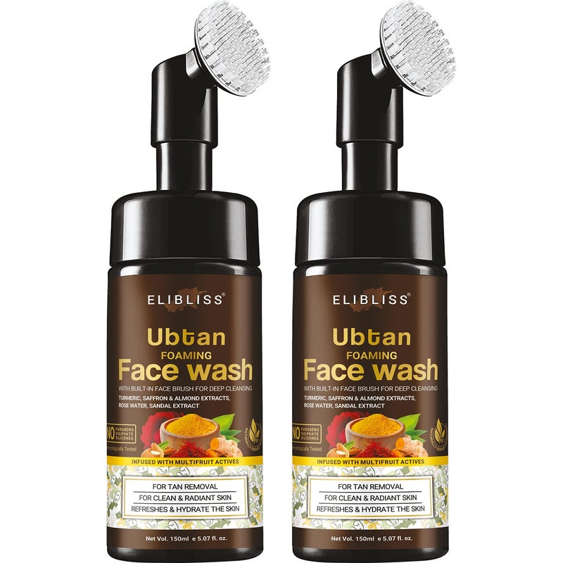 ELIBLISS Ubtan Face Wash Pack Of 2 for All Skin Type with Turmeric Saffron for Tan removal and Skin brightening Paraben Free - Image 1