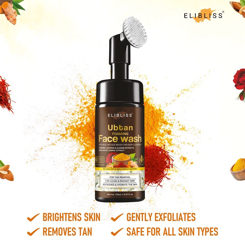 ELIBLISS Ubtan Face Wash Pack Of 2 for All Skin Type with Turmeric Saffron for Tan removal and Skin brightening Paraben Free - Image 3