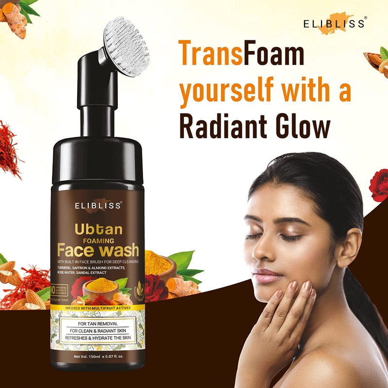 ELIBLISS Ubtan Face Wash Pack Of 2 for All Skin Type with Turmeric Saffron for Tan removal and Skin brightening Paraben Free - Image 4