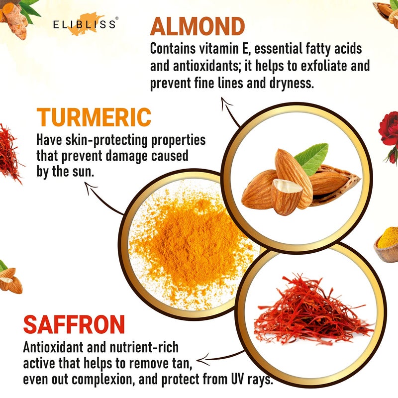 ELIBLISS Ubtan Face Wash Pack Of 2 for All Skin Type with Turmeric Saffron for Tan removal and Skin brightening Paraben Free - Image 5