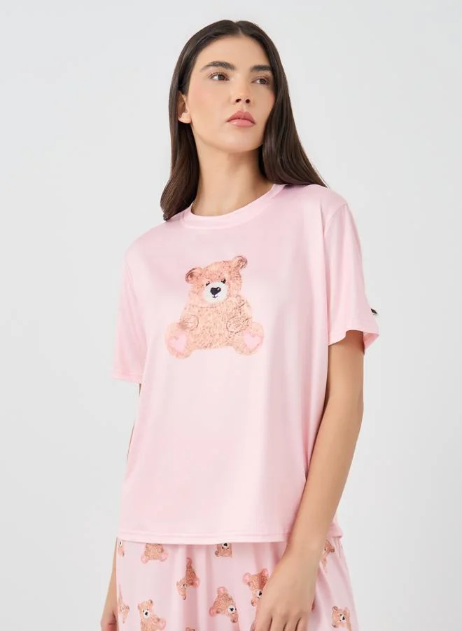 Take Two Take Two Bear Graphic Print T-Shirt and Pyjama Set