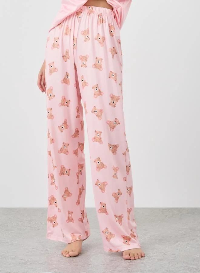 Take Two Take Two Bear Graphic Print T-Shirt and Pyjama Set