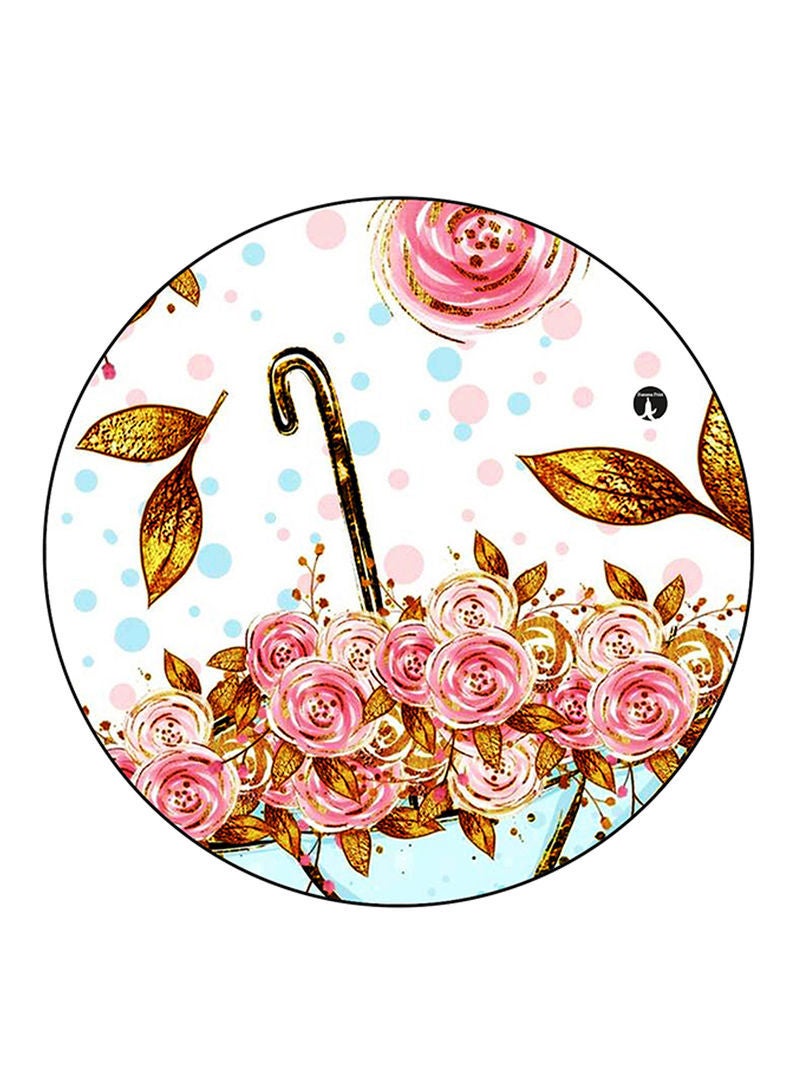 RKN Flowers Printed Mouse Pad Round  Multicolour